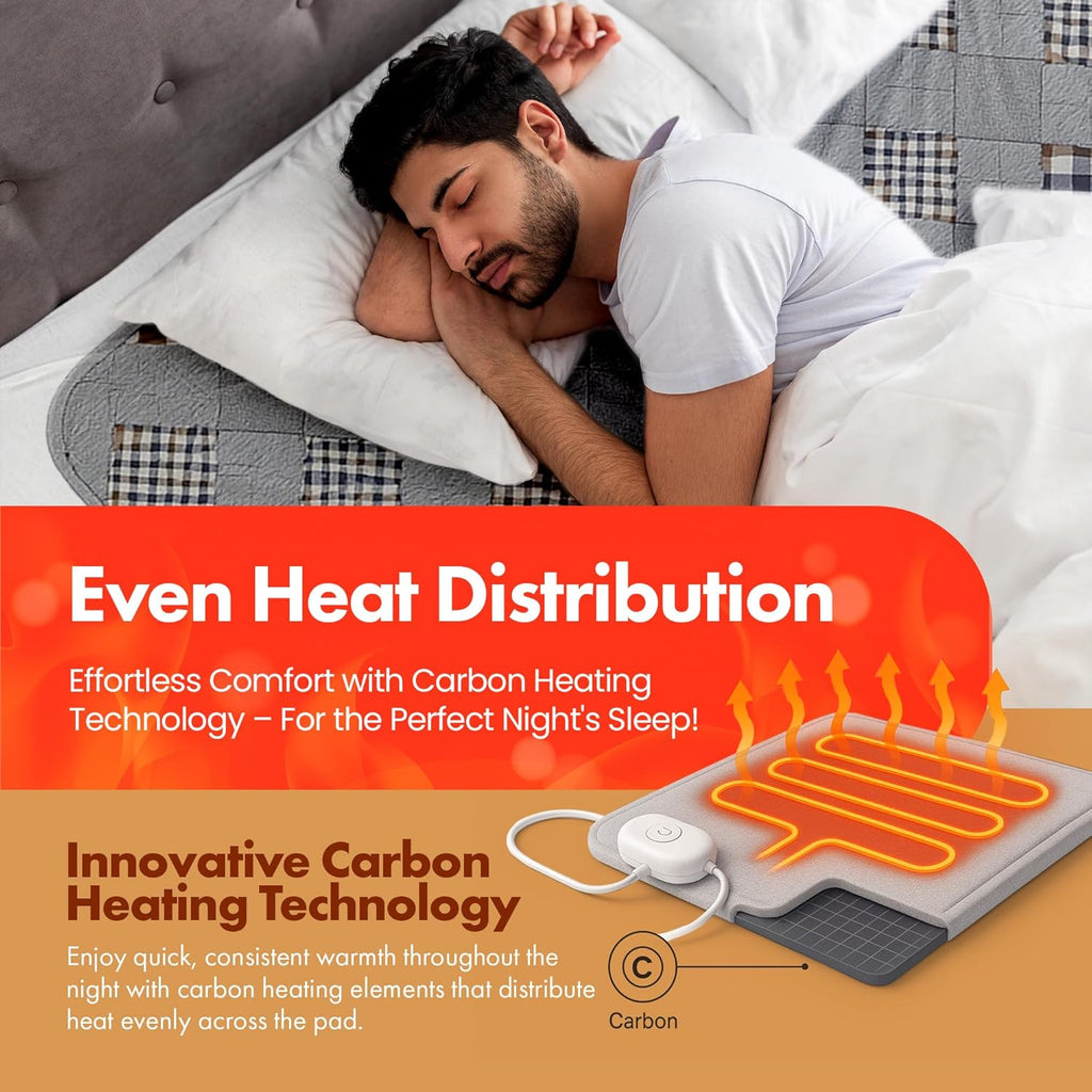 GML Bedding Heated Mattress Pad Electric - Soft Bed Warmer Heating Blanket Cover with Smart Controllers for Relieving Body Aches, Camping or Winter Use, Washable for Home or Travel - Twin Size 71x35