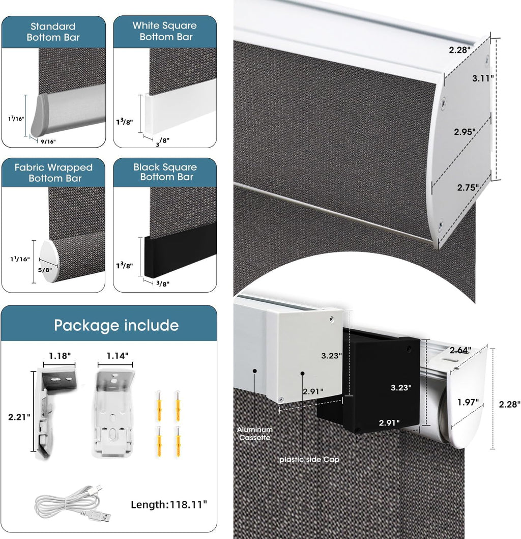 SmartWings Motorized 100% Blackout Shades Blinds, Custom Size, Cordless Window Shades with Rechargeable Battery, Work with Matter/Apple HomeKit, Alexa, Thread/Zigbee, Remote Optional, Eclipse Umber