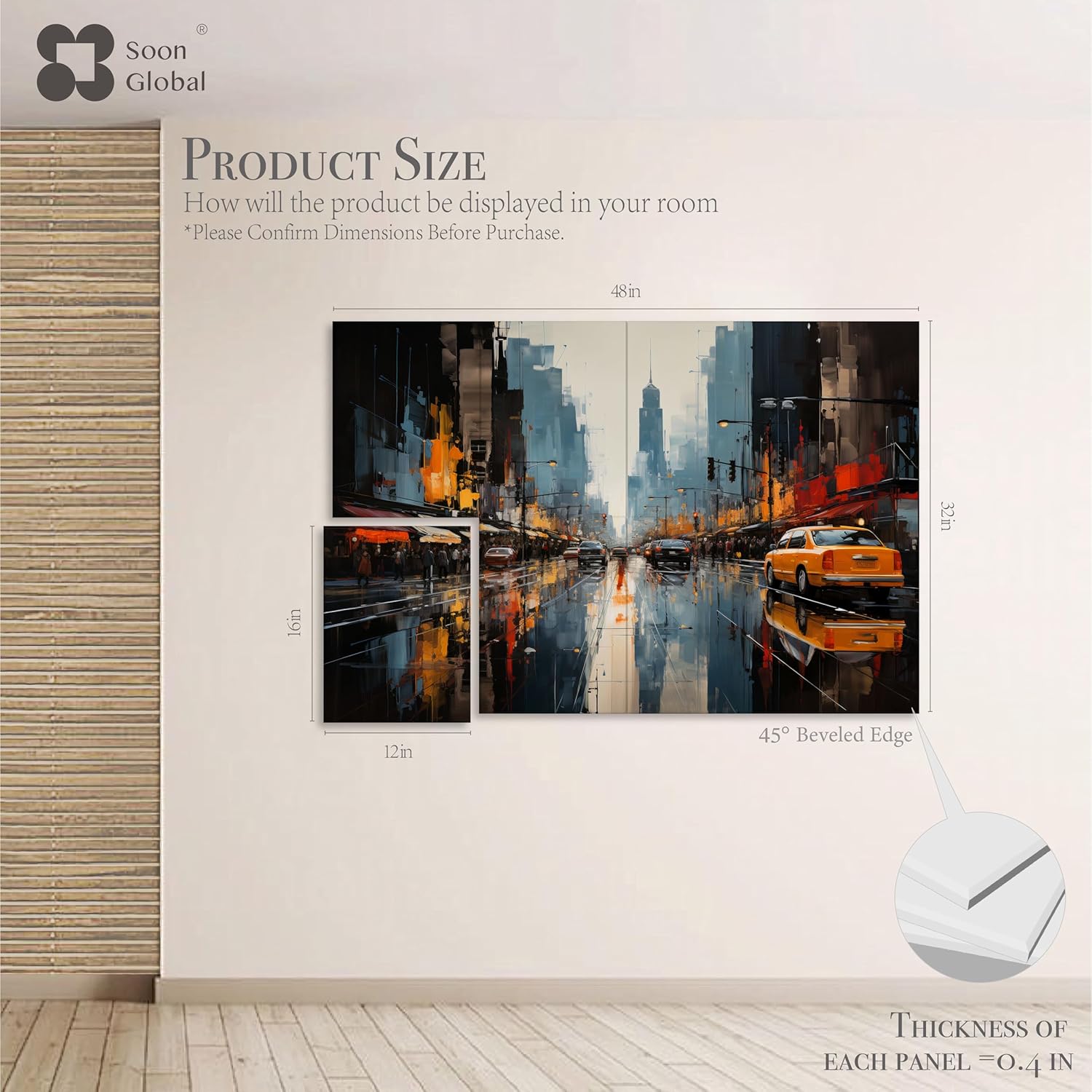 8-Pack Acoustic Panels, Soundproof Wall Panels, 48 X 32 Inches Sound Absorbing Panels, Decorative Acoustical Wall Panels, Acoustic Treatment for Recording Studio, Urban Pulse