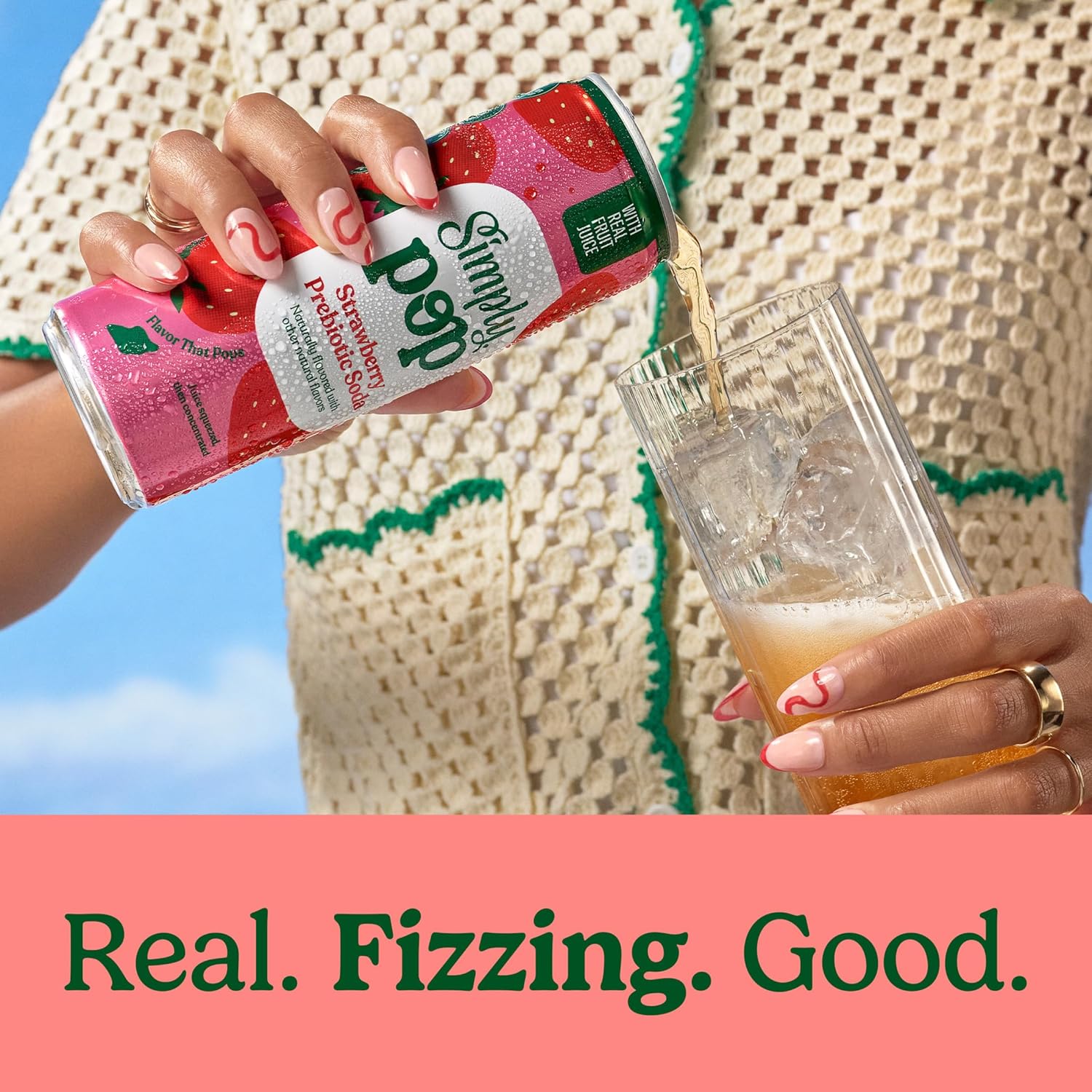 Simply POP Prebiotic Soda Strawberry Cans, 12 fl oz, 12 Pack