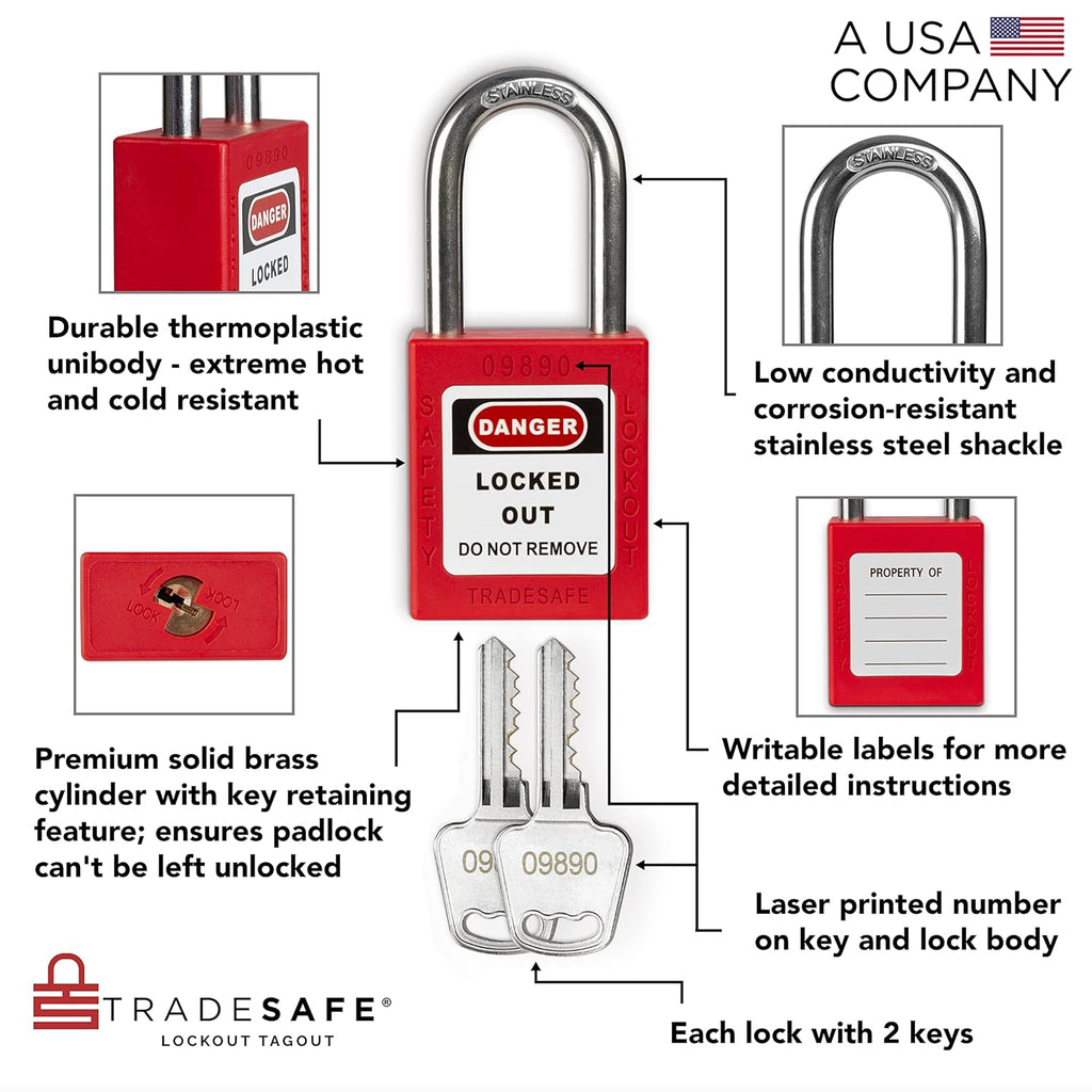 TRADESAFE Lockout Tagout Locks Station - Loto Station for Lockout Locks, Safety Padlock Rack with 20 Lock Out Tag Out Padlocks Keyed Different, 2 Keys Per Loto Lock