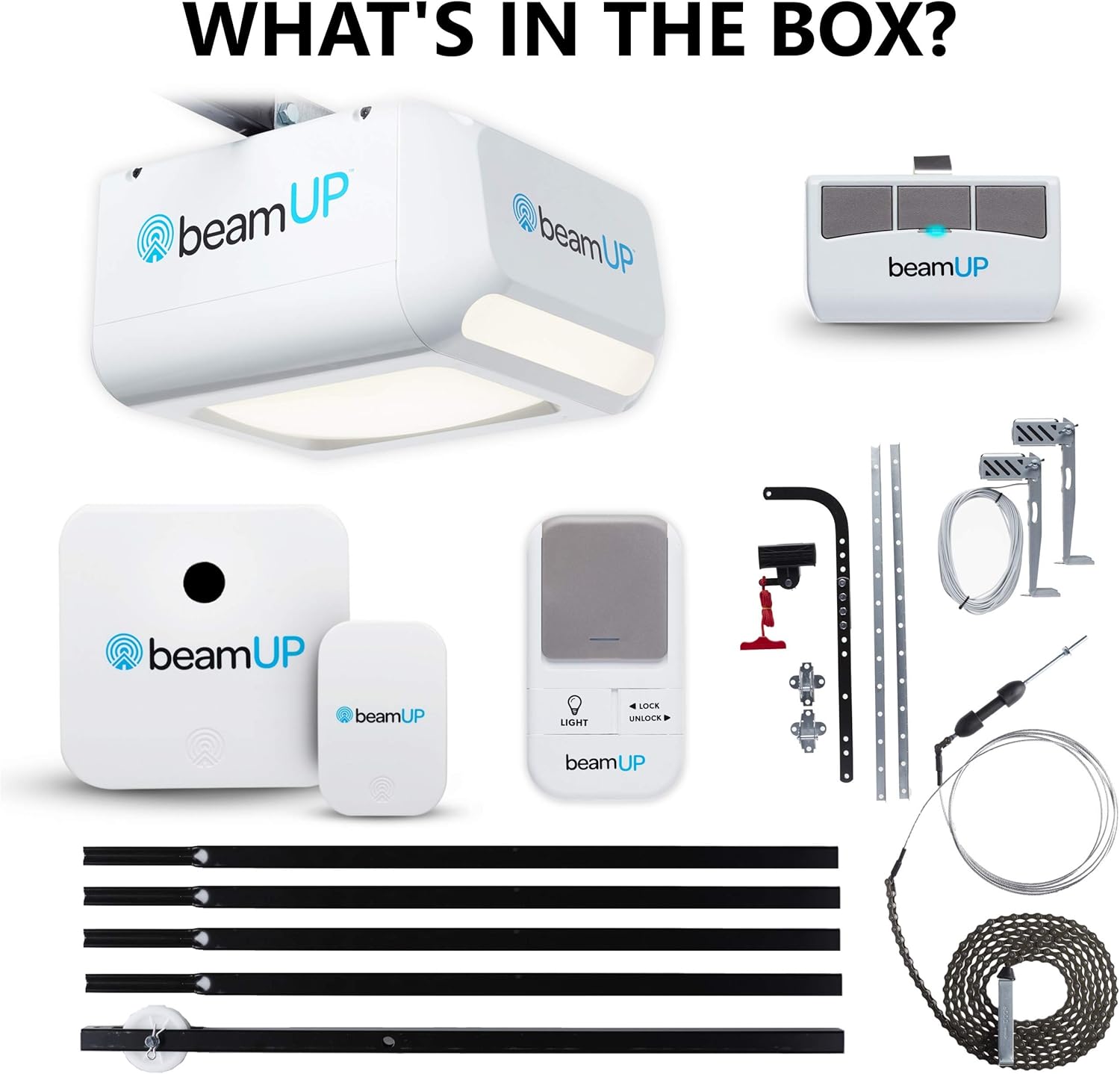 Sentry BU400 Smart Garage Door Opener, Heavy-Duty 3/4 Horsepower Equivalent DC Motor, Integrated Edge-to-Edge 3000-Lumen LED, with Beam Home App for Smart Garage Control, White
