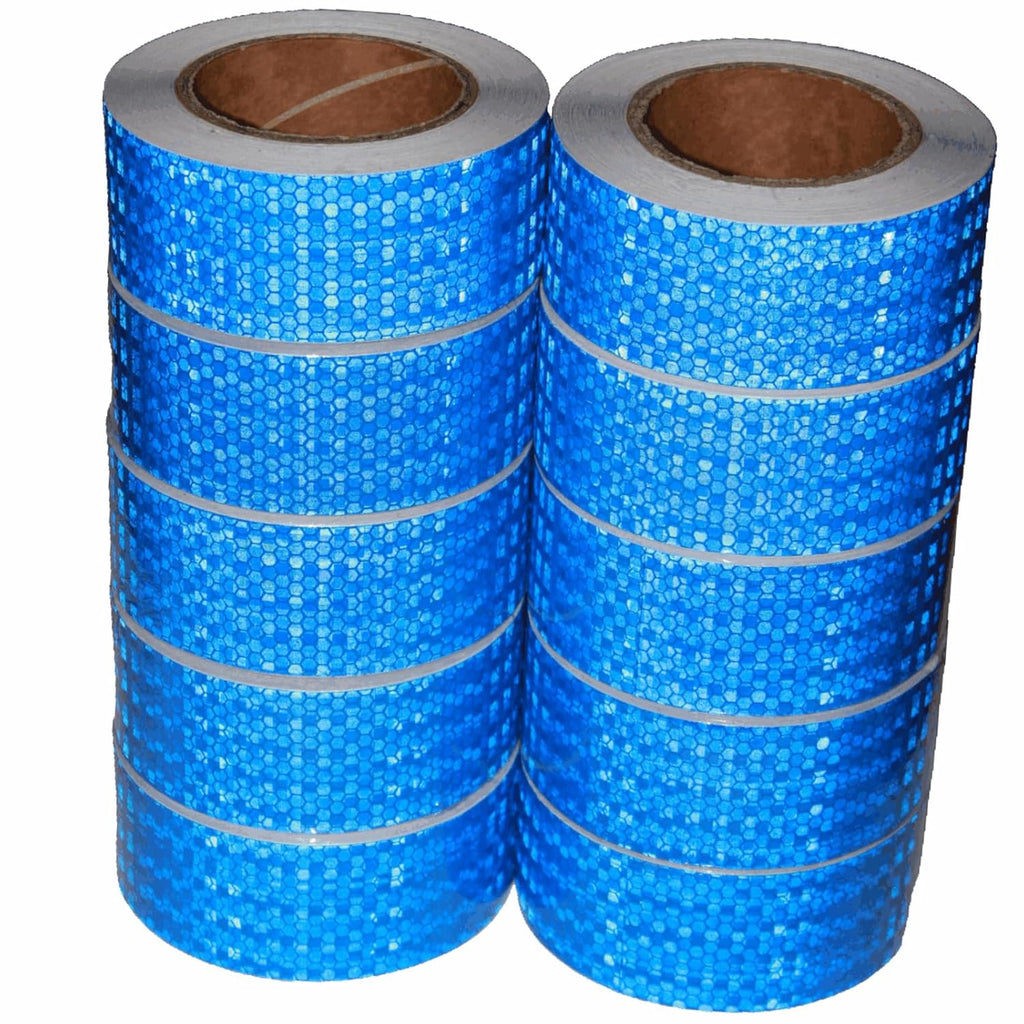 Blue Reflective Tape 2 inch Wide, Outdoor Waterproof High Visibility Warning Industrial Marking Tape, Safety Stickers (68 feet,10 Rolls)