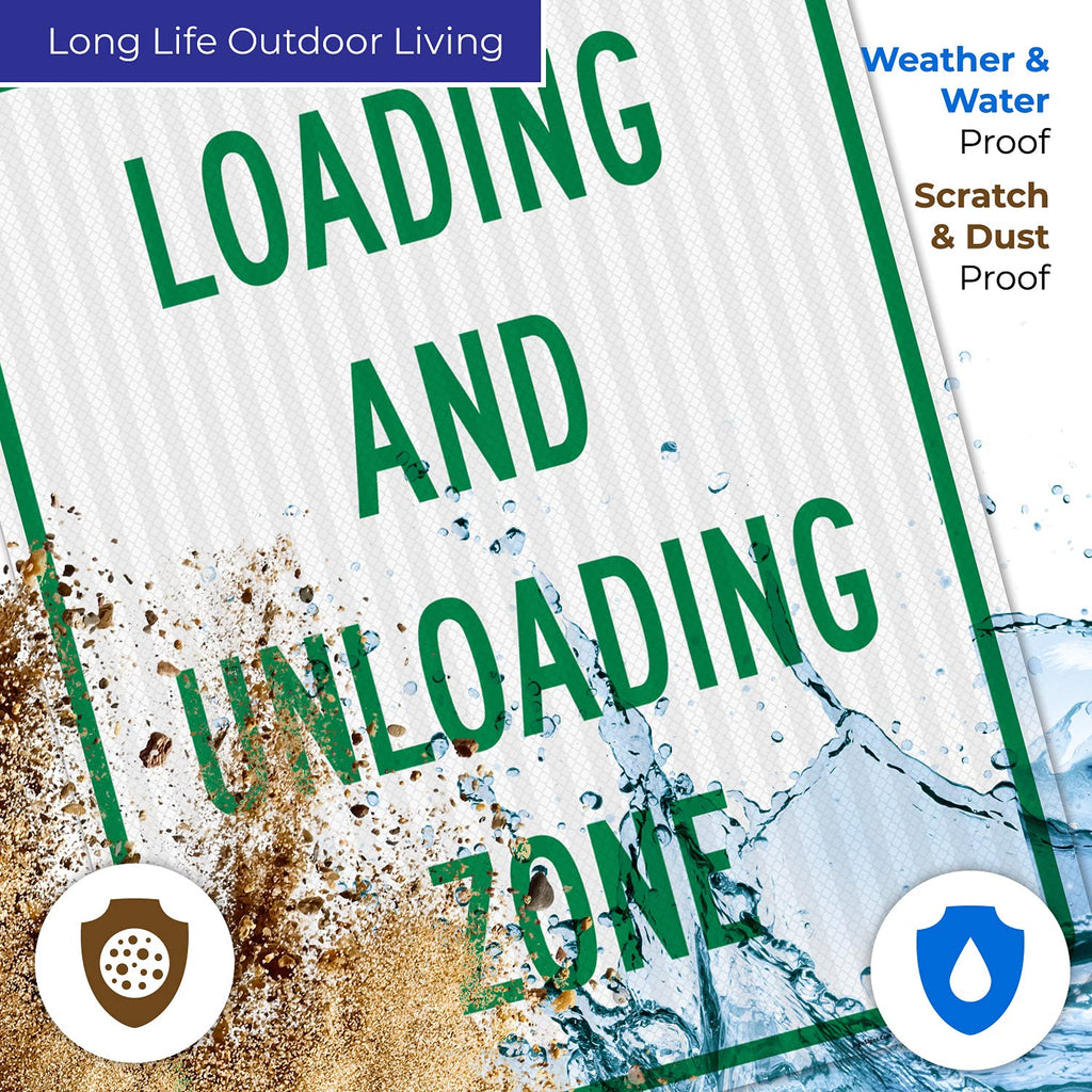 Loading and Unloading Zone Sign, 24x30 Inches, 3M EGP Reflective .080 Aluminum, Fade Resistant, Made in USA