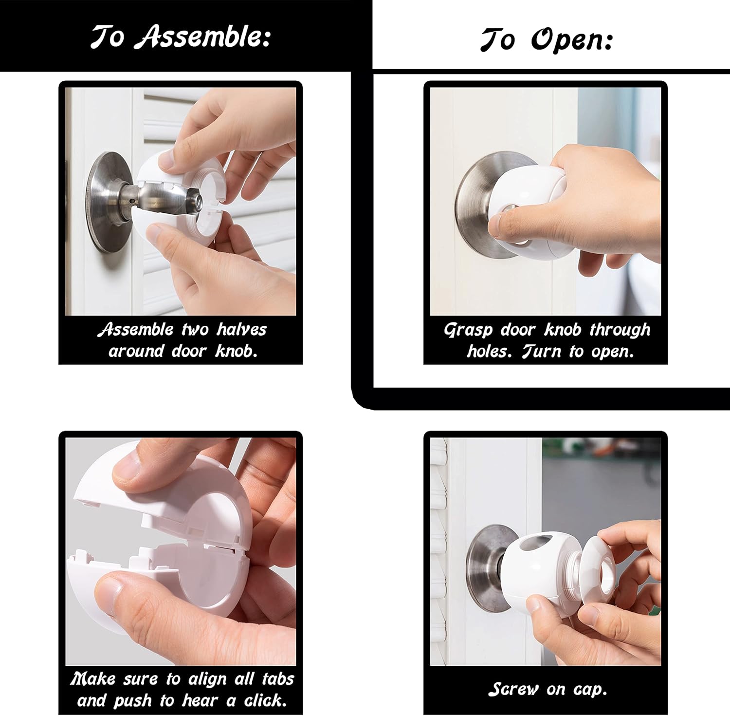 Door Knob Safety Cover for Kids - 5 Pack - Baby Proof Door Knob Covers - Door Locks for Kids Safety Child Proof - White