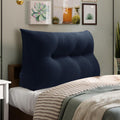 WOWMAX 85% Linen 15% Cotton Blend Headboard Pillow – Twin Size Reading Wedge Backrest for Bed, Handmade Firm Support Bolster Cushion with Removable Cover, Premium Bed Rest Pillow, Blue