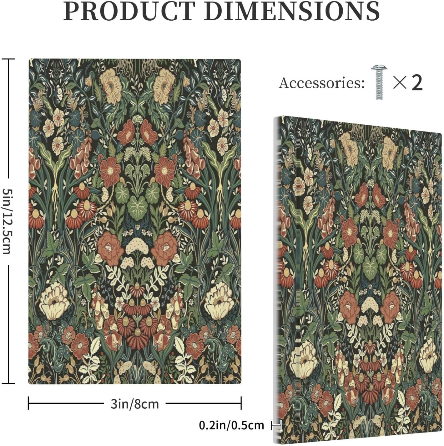 Light Switch Cover Plate Vintage Dark Floral William Morris Green Flower 1 Gang No Device Blank Electrical Wall Plates Faceplate Decorative Switch Plate for living Room Home Decor