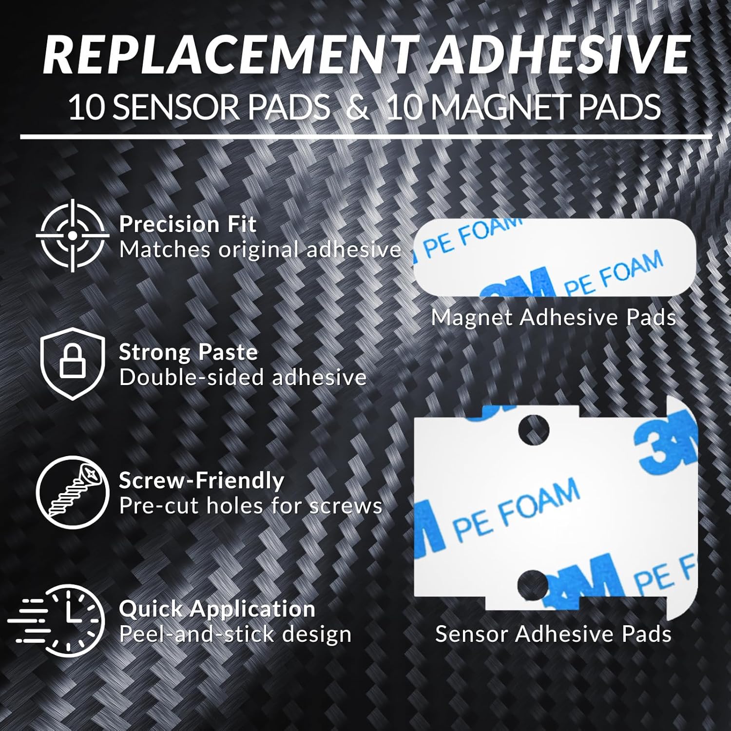 Safe Entry Sensors Replacement Adhesive Strips for SimpliSafe – Pre-Cut Replacement Tape for Sensors & Magnets | No Cutting Needed, Residue-Free Removal | Pack of 10 Sensor Pads & 10 Magnetic Pads