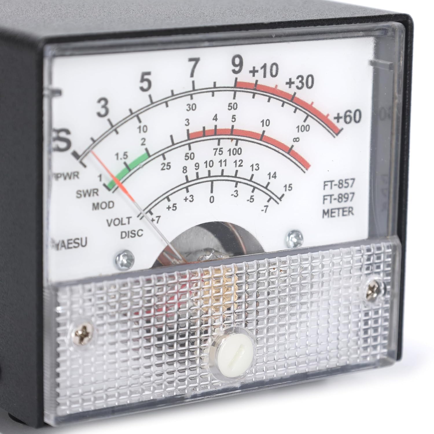 FT-857/FT-897 Analog Panel Meter, Black, Multi-Function S-Meter/PWR/SWR Display, 70x70x62mm, with 3.5mm Jack Connection