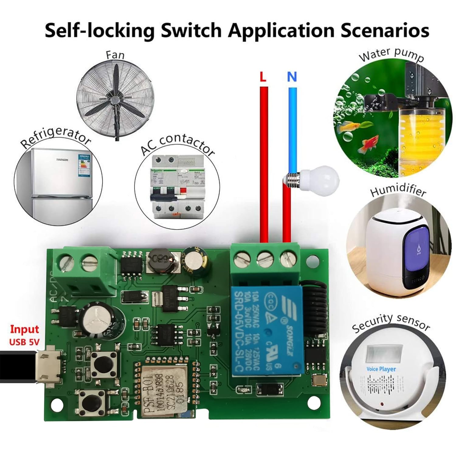 Jane Eyre WiFi Instant Relay Self Lock Switch Module with 433MHz RF Remote Control DIY Garage Door Switch Module Ewelink App Control Compatible with Alexa Goolution Assistant(1 Channel)