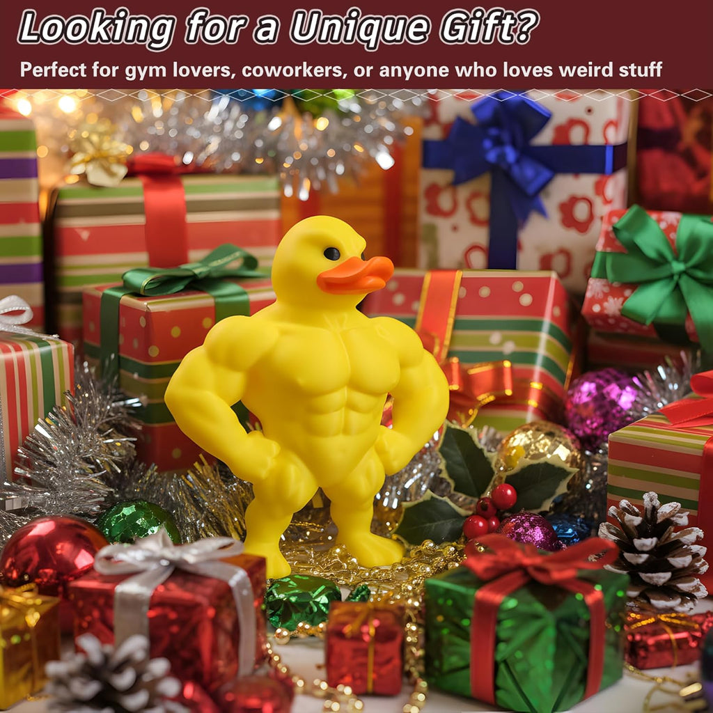 3D Printed Muscle Duck Figurine, Funny Desk Decor Collectible Statue, Muscular Duck Desktop Figurine, Gifts for Gym People, Gym Decor for Men, Bodybuilder Duck Collectible Desktop Sculpture (Large)