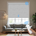 Motorized Roller Blinds with Remote, 100% Blackout Automatic Roller Shades for Bedroom, Bathroom, and Living Room, Customized Size, Fine Texture Gray