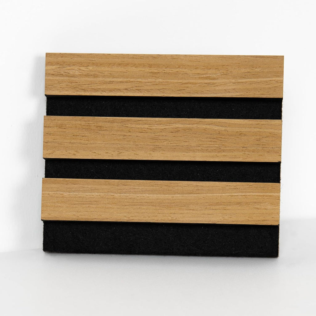 Sample Wood Salt Acoustic Wall Panels, Soundproof Wooden Wall Panels, 3D Fluted Sound Absorbing Panel, Teak, Sample Pack