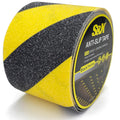 S&X Black/Yellow Anti Slip Tape 4" x 33 FT, Heavy-Duty Grip Tape for Stairs Outdoor Waterproof Safety Non Skid Roll High Traction Non Slip Treads with Hard-Wearing Surface