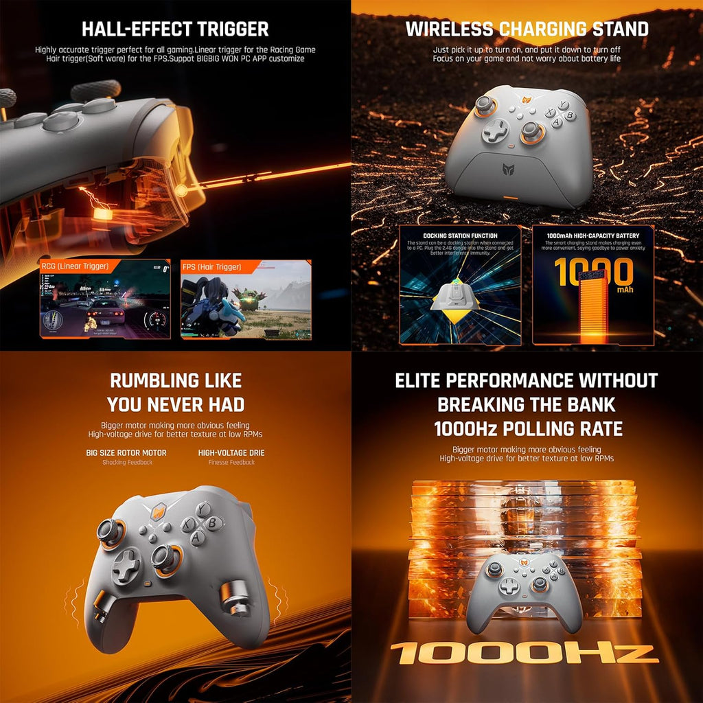 PC Controllers, BIGBIG WON Gale Hall Wireless Controllers, Motion Control, Hall Joysticks&Triggers, 3 Pairs of Thumbsticks, PC App Game Controllers for Switch/Switch2/iOS/Android Wireless Gaming Controller