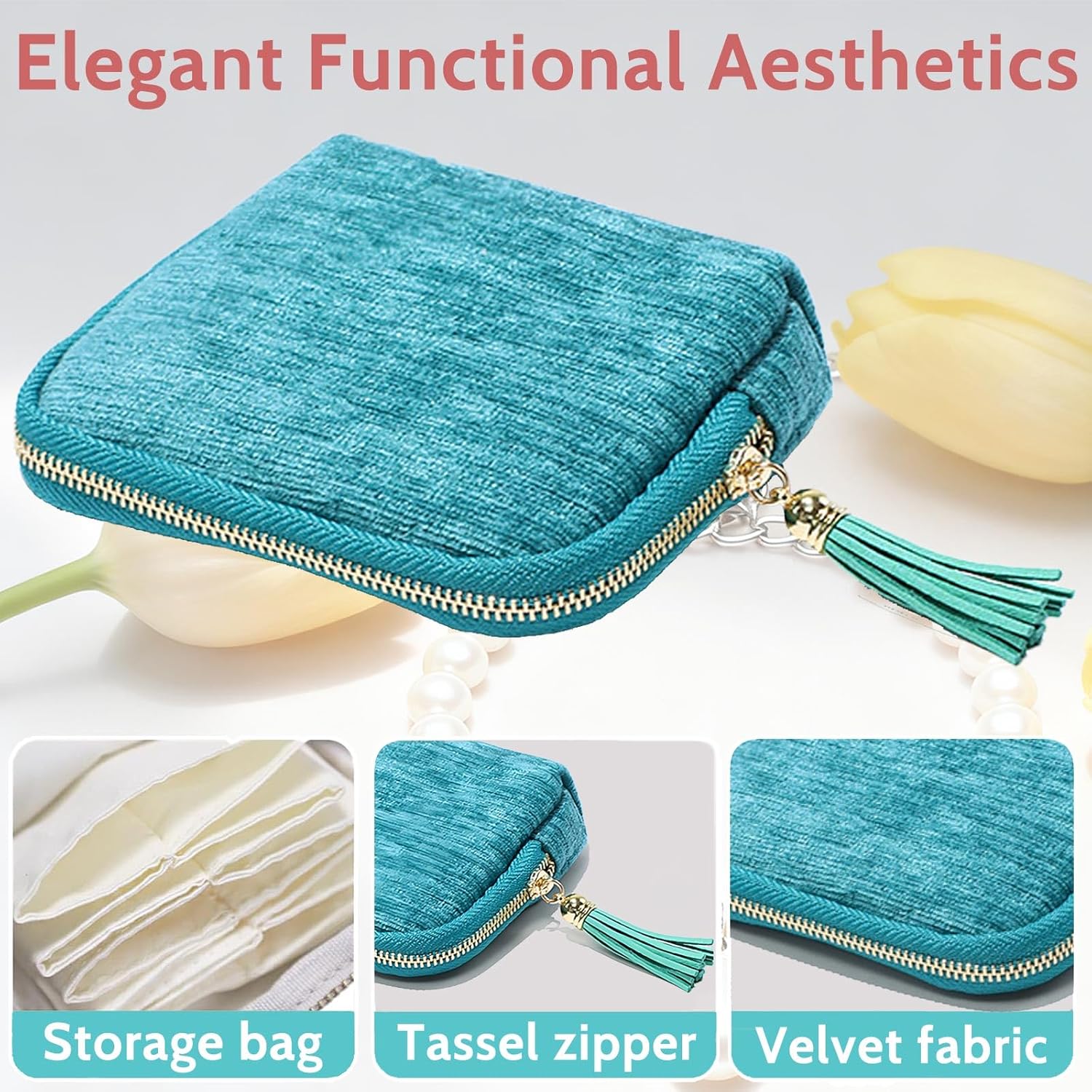 Stuffdatas Travel Jewelry Case, Stuffdatas Bags, Small Jewelry Travel Pouch Mini, Travel Jewelry Organizer Pouch Velvet, with 5 Compartments (3PCS-D)