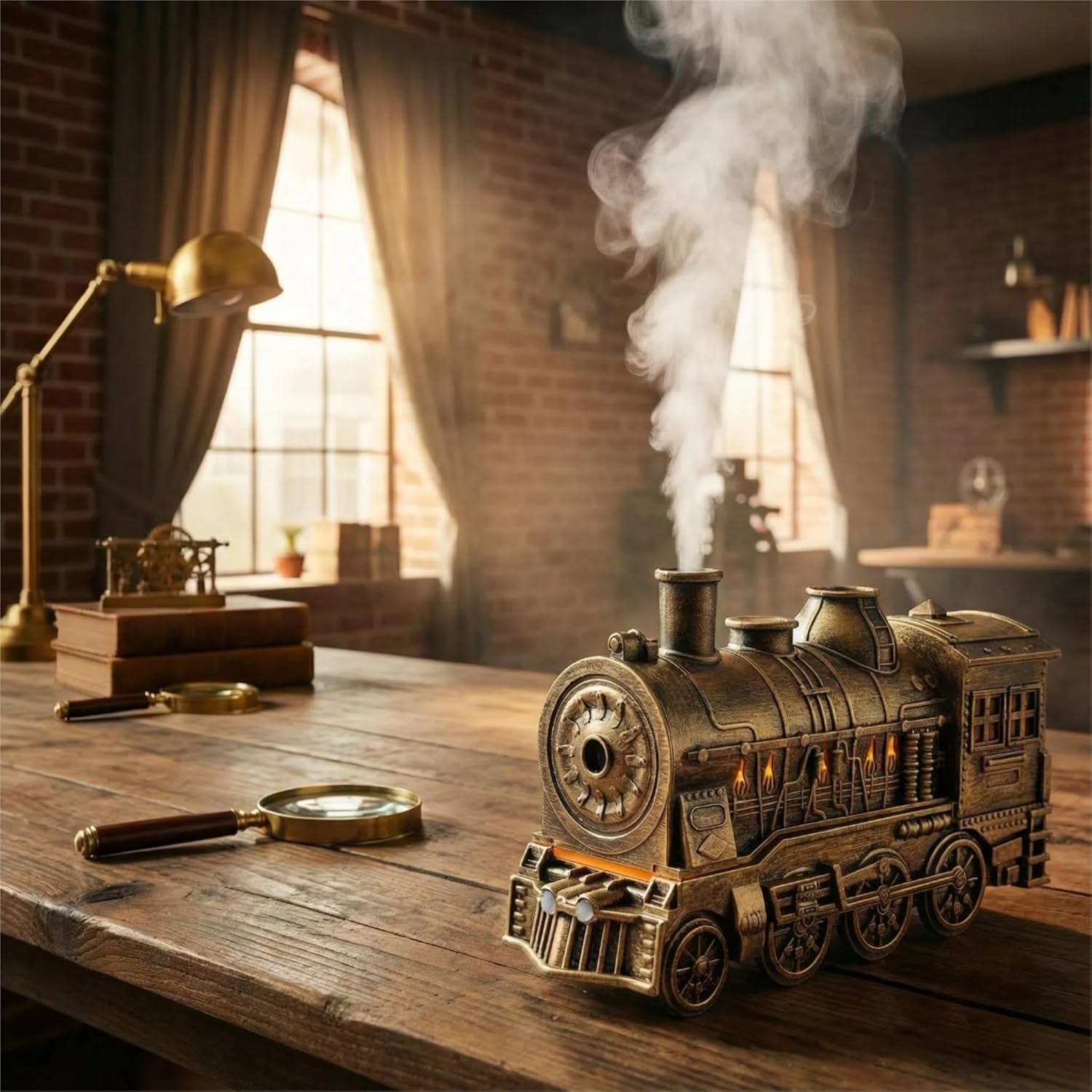 300ml Train Diffuser, Train-Shaped Humidifier, Vintage Steam-Style Diffuser with Remote Control, 2 Spray Modes & 2 Color Lights for Bedroom or Home Decor