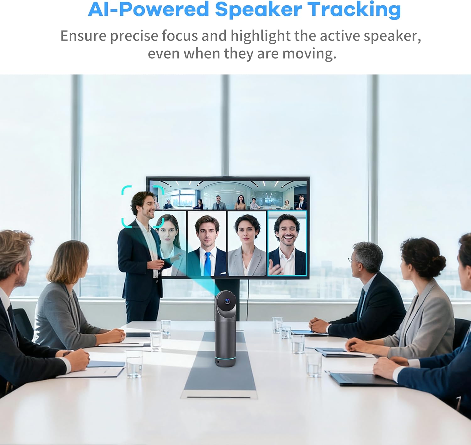 KanDao Meeting Pro 360° Video Conference Room Camera - AI Tracking, Meeting Recording & USB Plug-Play, Portable 8 Mics Array Meeting Camera, Compatible with Zoom/Teams/Google Meet, 5 Smart Modes