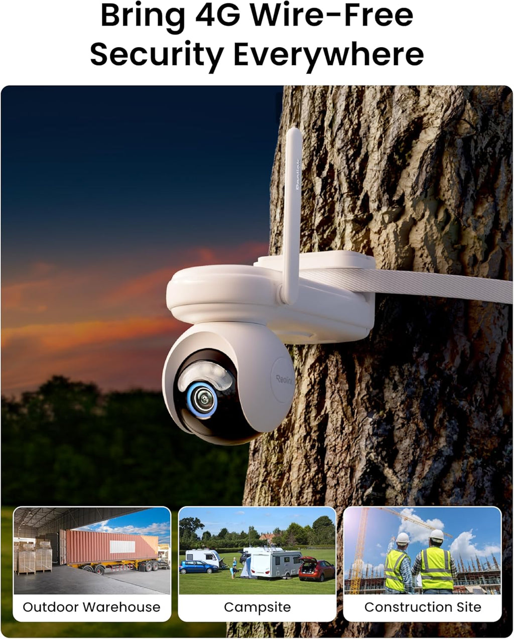REOLINK Altas Go PT 4G LTE Solar Cellular Security Camera Wireless Outdoor, 360° 24/7 Recording, 10s Pre-Record, for Home Security, 2K ColorX Night Vision, Smart Detection, Large Battery and 12W SP