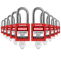 TRADESAFE Lockout Tagout Locks Set - 10 Red Loto Locks, Lockout Locks Keyed Different, 1 Key Per Lock, OSHA Compliant Lock Out Tag Out Padlocks, Safety Padlocks for Electrical Lockout Tag Out Kits