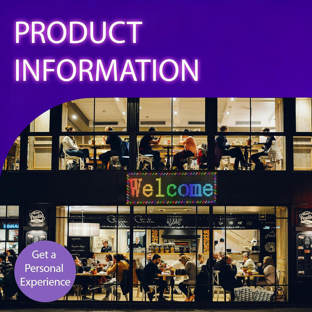 Programmable Led Sign With Full Color Display - Energy Saving and Waterproof Led Message Board for Schools, Shops, and Businesses, Supports wifi Connection,39"x14"