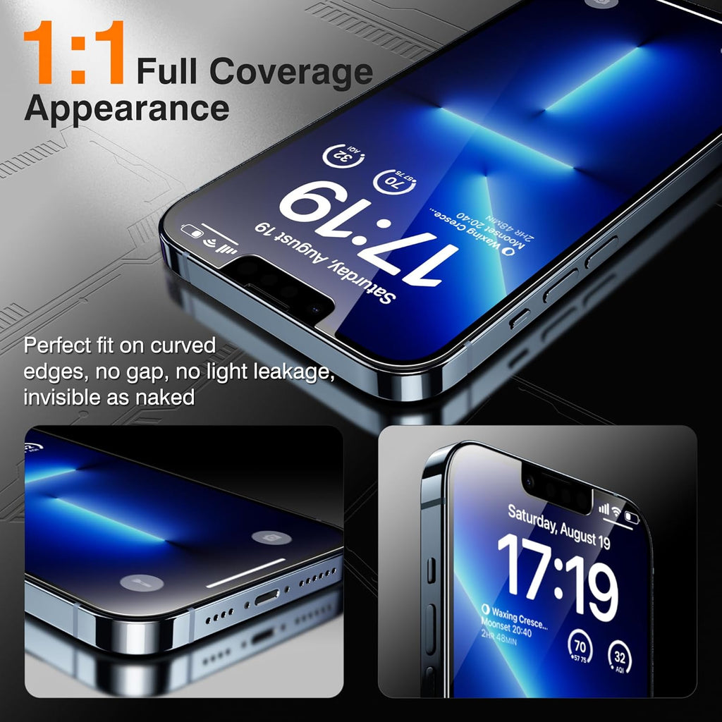 EZ-GLAZ-4+2 Pack for iPhone 13 Pro Max Privacy Screen Protector[6.7 inches] With Camera Lens Protector, [Drop Protection] 9H Hardness Full Coverage Anti-Spy Tempered Glass Film, Easy to install