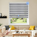 Grandekor Motorized Zebra Blinds with Remote Control,Smart Zebra Blinds for Windows,Electric Zebra Shades, Hemp Grey,31" W x 72" H