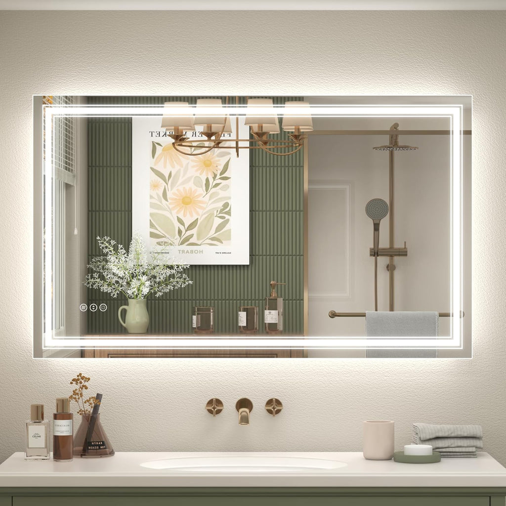 40x24 LED Bathroom Mirror with Lights, LED Dimmable Vanity Mirror for Wall, Backlit and Front Lighted Mirror, Anti-Fog, Shatte-rpoof (Horizontal/Vertical)