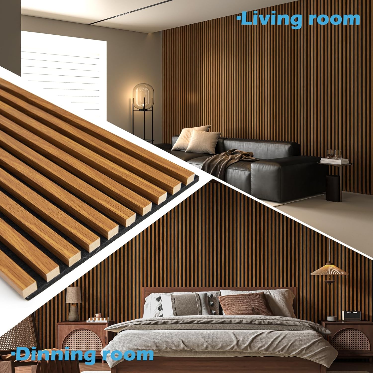 Art3d 2-Pack 108" x 12" Acoustic Wood Panels for Wall, Soundproof Wood Slat Panel for Wall and Ceiling, 3D Fluted Sound Absorbing Paneling for Interior Wall Decor, Living Room, Bedroom - Teak