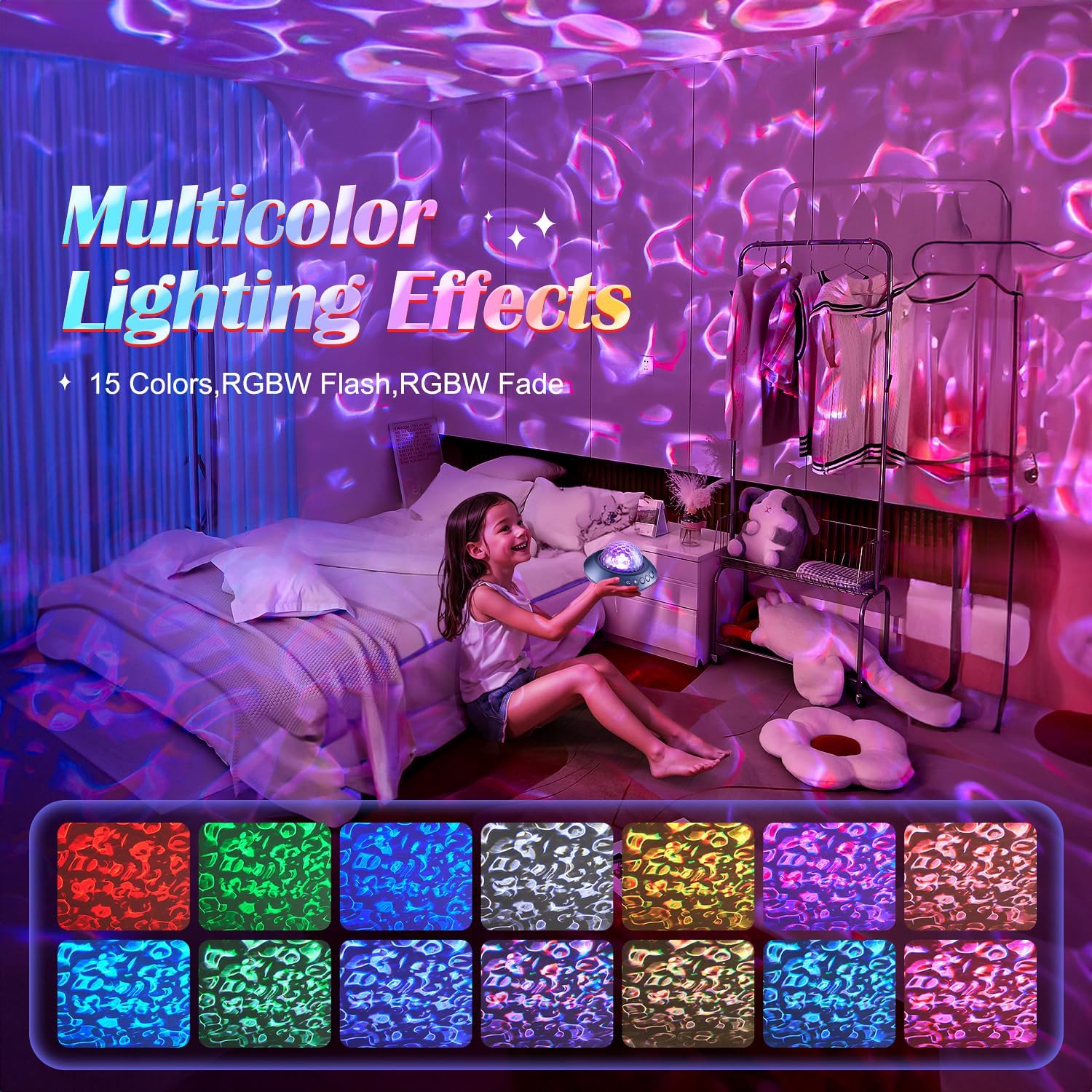 Mubarek Galaxy Projector for Bedroom, White Noises & Bluetooth Night Light Projector,360° Full Coverage Ceiling Projector Galaxy Light Projector,Remote Timer Night Sky Projector Ocean Light Projector