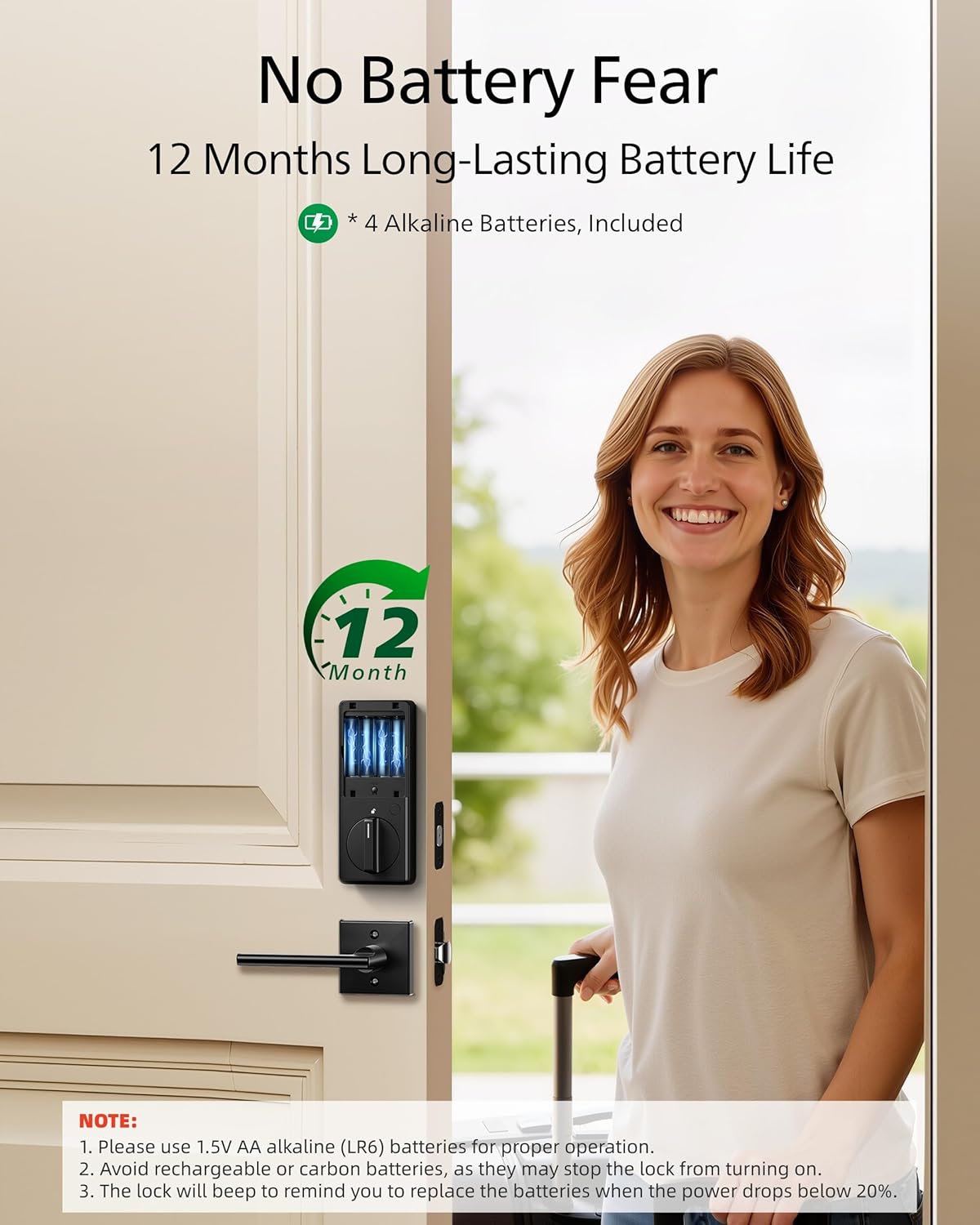 Philips Fingerprint Keyless Entry Door Lock, Electronic Door Lock with Touchscreen, Long-Lasting Battery, Auto Locking, One-Time Code, Keypad Deadbolt, One-Touch Locking, Matte Black