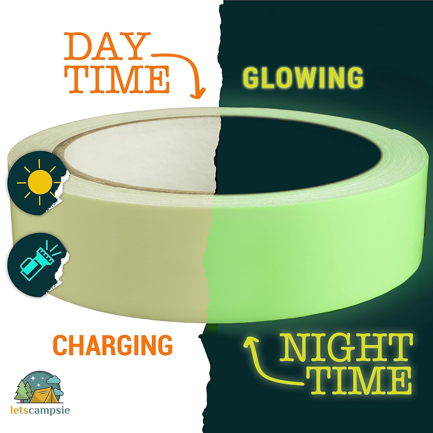 Glow in The Dark Tape – 30ft x 1inch – Premium Industrial Grade Interior and Exterior Luminous Glow Tape to Help See Objects at Night and Outdoors