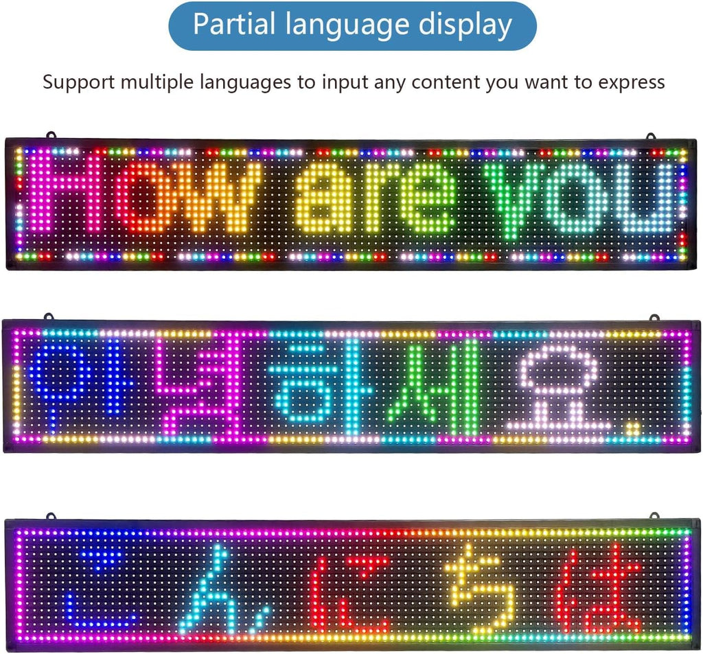 Scrolling LED Sign Programmable USB Wifi Small Indoor Outdoor Digital Bar Sign Display Stock Customizable Electronic Message Board for Business Screen Panel(39"X8")