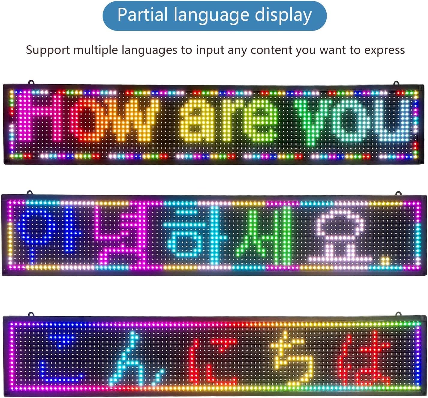 Scrolling LED Sign Programmable USB Wifi Small Indoor Outdoor Digital Bar Sign Display Stock Customizable Electronic Message Board for Business Screen Panel(39"X8")