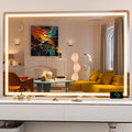 Hasipu Vanity Mirror with Lights, 55.1" x 36" LED Makeup Mirror, Lighted Makeup Mirror with Dimmable 3 Modes, Touch Screen Control Vanity Mirror Round White