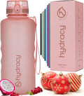 Hydracy Water Bottle with Time Marker -Large BPA Free Water Bottle & No Sweat Sleeve -Leak Proof Gym Bottle with Fruit Infuser Strainer & Times to Drink -Ideal for Fitness Sports & Outdoors