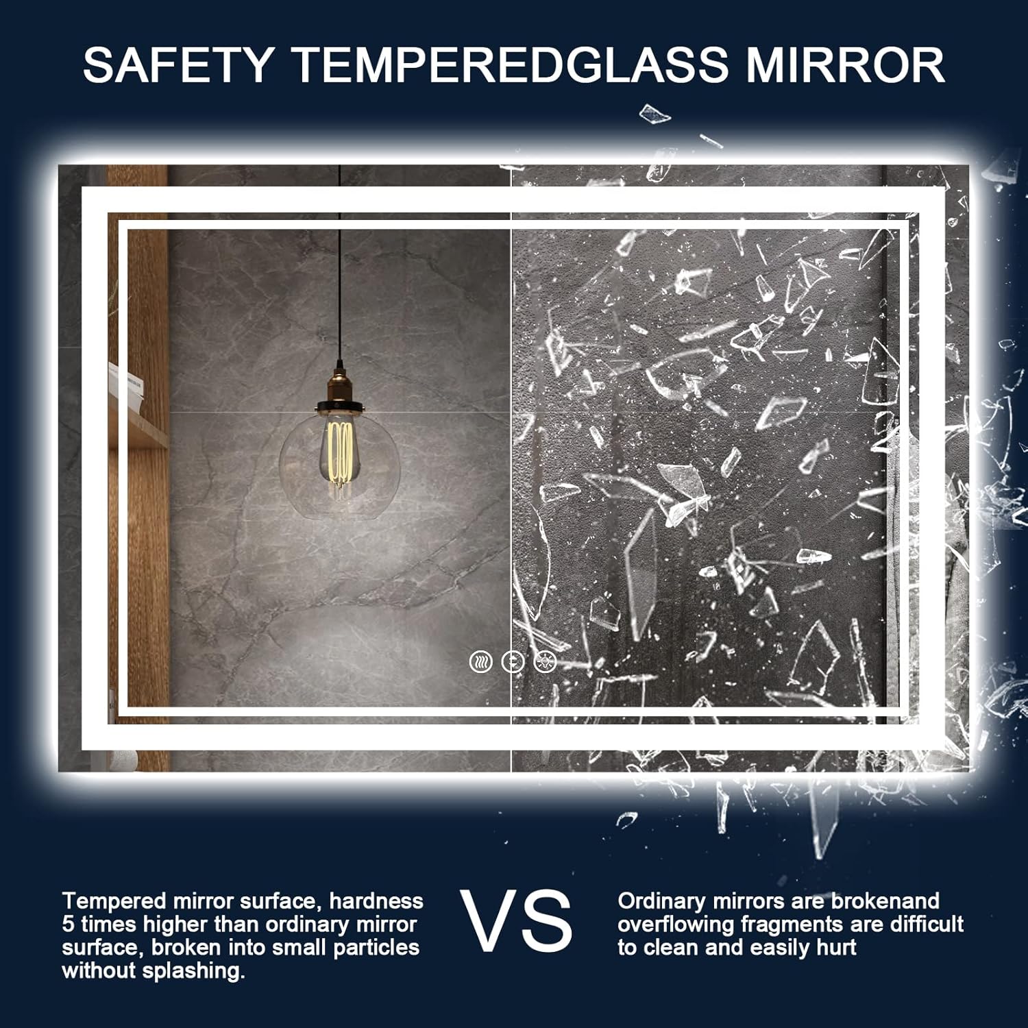 84x40 Inch LED Bathroom Mirror with Lights, Backlit and Front Lighted Bathroom Mirrors for Wall, Anti-Fog Dimmable Memory Shatterproof LED Vanity Mirror for Bathroom