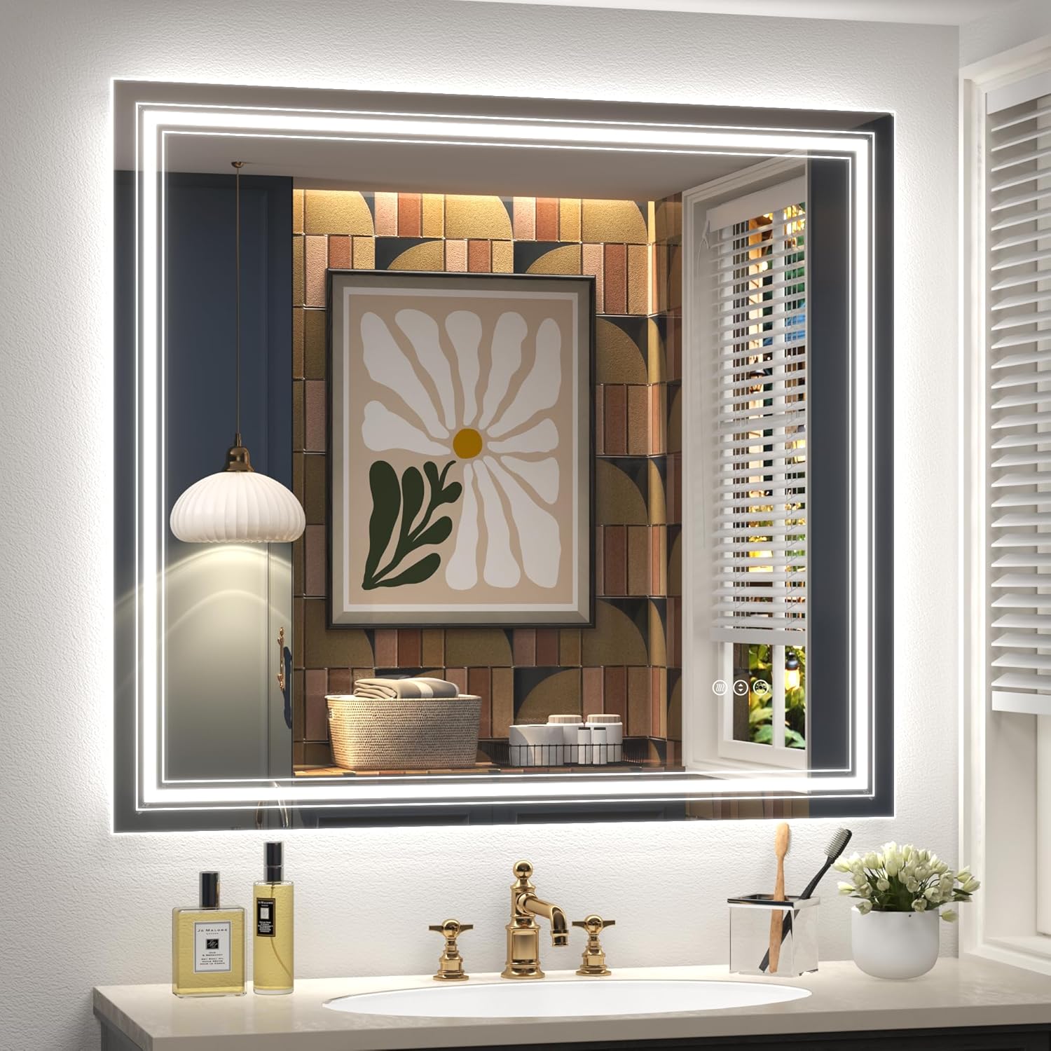 40x36 LED Bathroom Mirror, Lighted Mirror for Bathroom Wall, Backlit and Front lit, Dimmable, Anti-Fog, Shatterpoof, Memory (Horizontal/Vertical)
