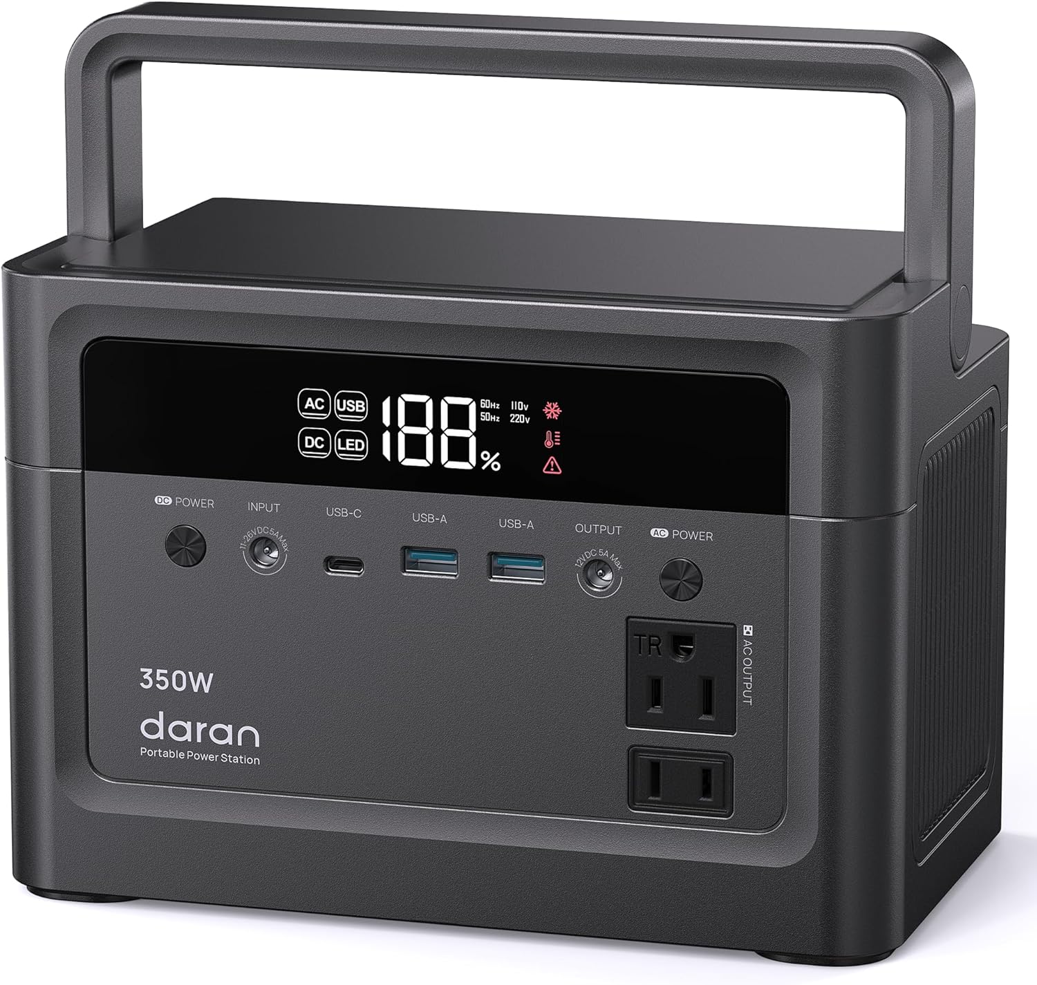 Portable Power Station, 288Wh (90,000mAh) LiFePO4 Battery, 350W (700W Peak) Power Bank with AC Outlet, Mini Solar Generator 7-Port Design for Emergency, Hurricane, Christmas(Solar Optional)