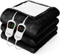 Homemate Heated Electric Blanket King Size - 100"x90" Heating BedBlanket Throw with 10 Heating Levels&8 Hours Auto Off, Fast Heating Over-Heated Protection Ultra Soft Flannel ETL Certified, Black