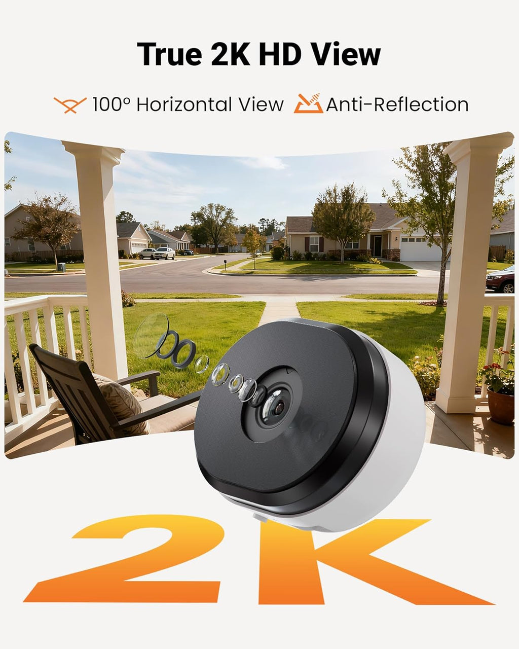 Anlapus A60 3MP 2K Window Security Camera, Plug-in WiFi Indoor Camera for Home Security, 5G/2.4G WiFi, Color Night Vision, Motion Detection, 24/7 Recording, Easy Install, US-Only Cloud Storage