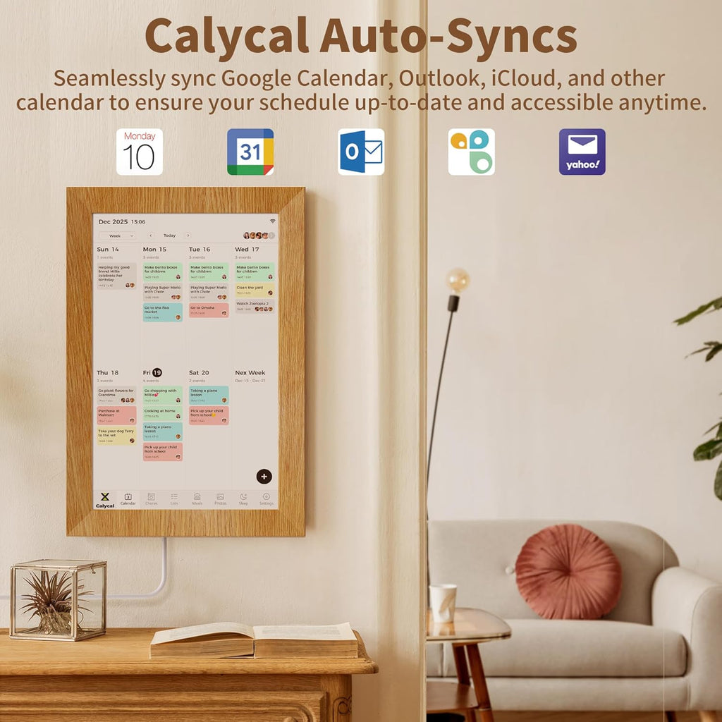 Calycal 10.1" Wall Planner Digital Calendar - Schedule Management, Chore Chart, Meal Planner, To Do List, and Digital Photo Frame,Smart Touchscreen Interactive Display, Perfectly Matches Home Decor