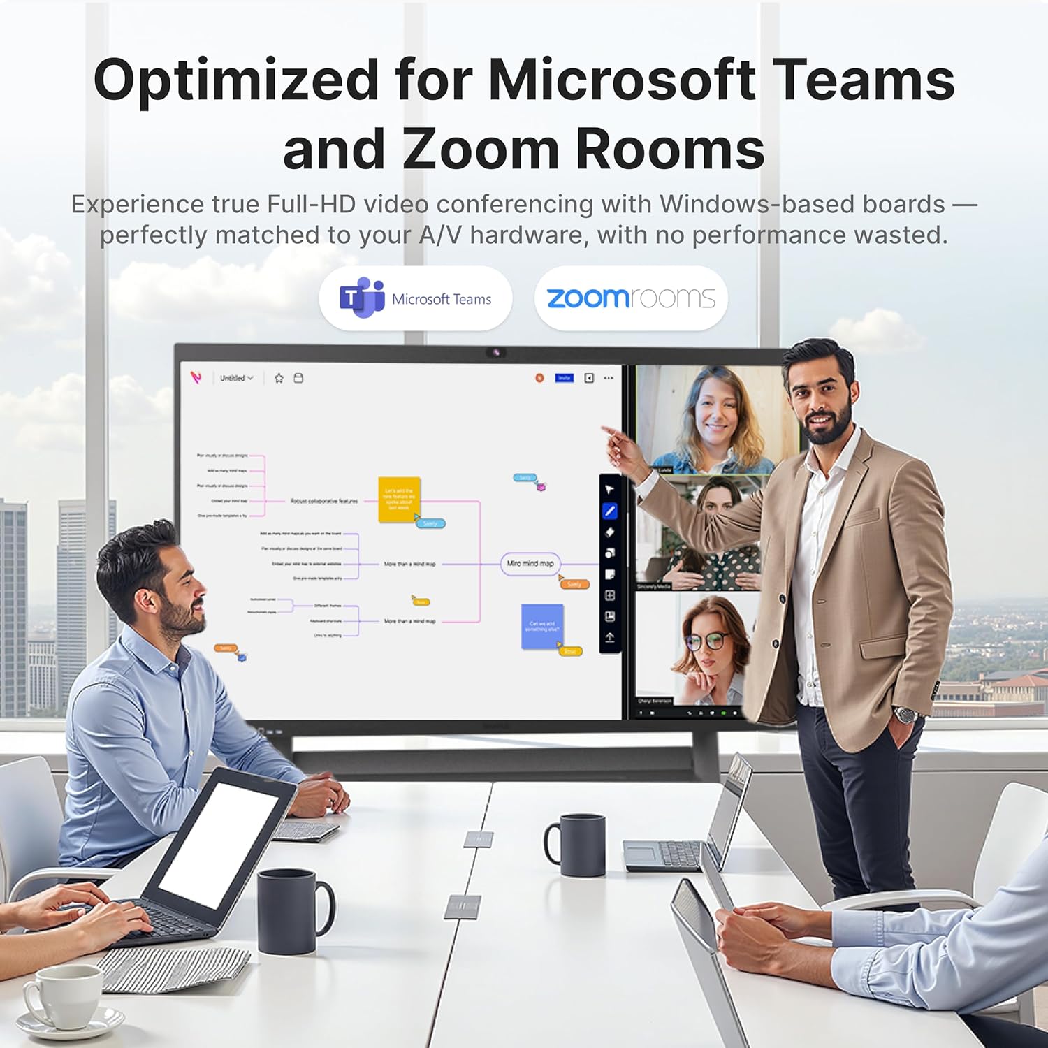 NearHub S Pro 4K UHD Smart Board,75” Windows 11 Interactive Whiteboard for Business &Education,Touchscreen Display with Built-In Camera &Microphones,All-in-One Collaboration Device for Hybrid Meetings