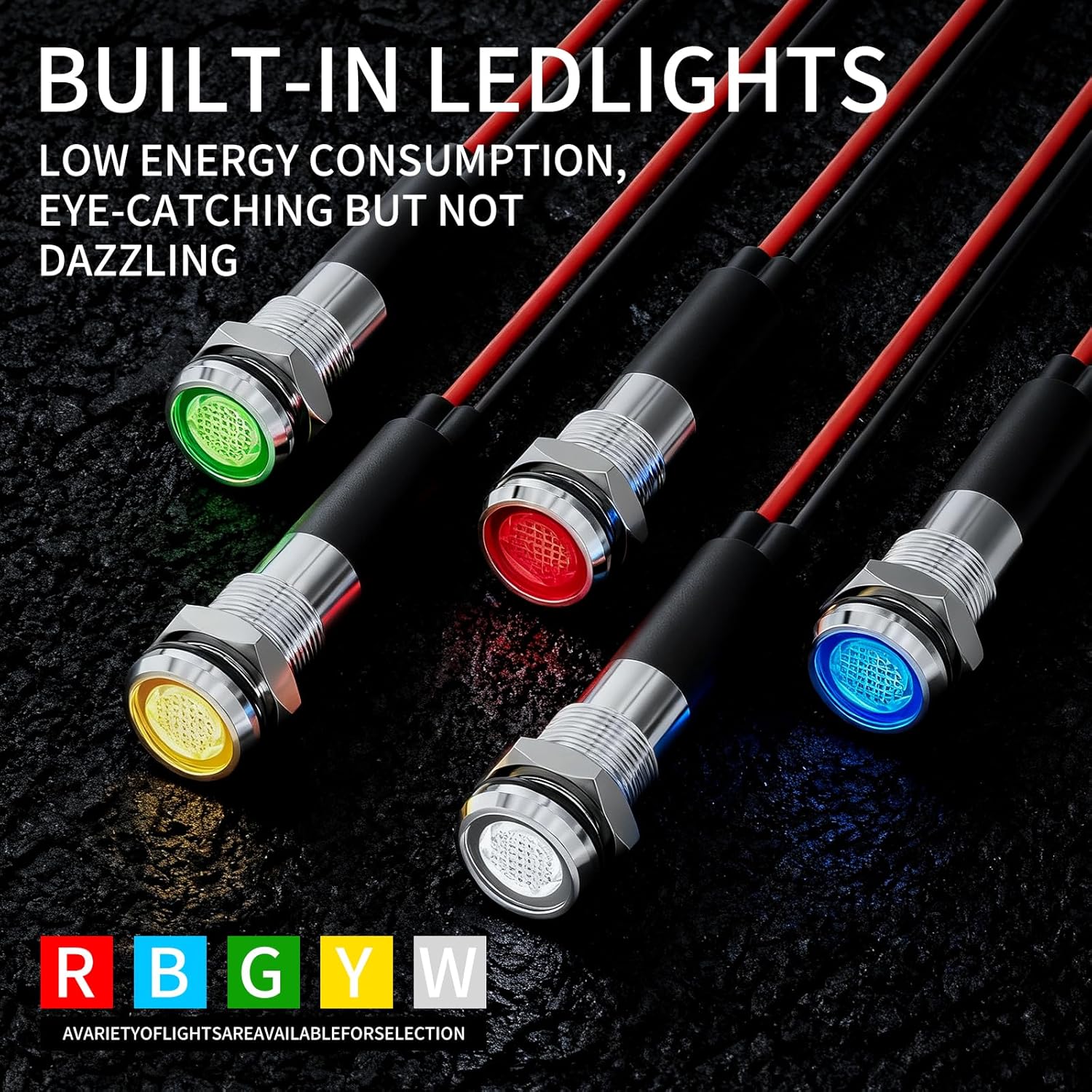 5Pcs 8MM (5/16'') Indicator Light led Indicator 12v 24v Metal Pilot Lamp Lights Aluminum Black Anodized Waterproof ip67 Red Signal Lamp Light(12V-Brass Nickel Plated-Blue 5Pcs)