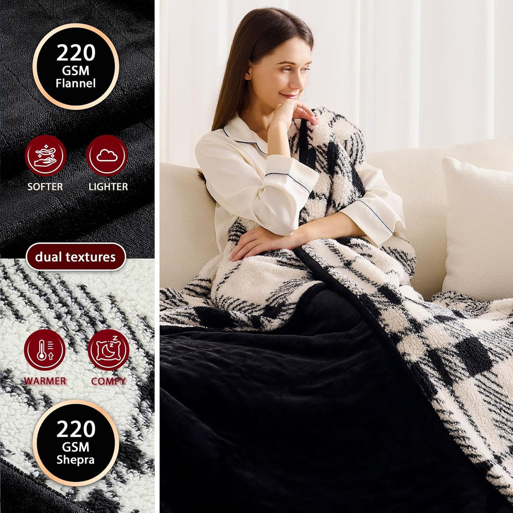 Heated Electric Blanket Full Size - 72"x84" Flannel Heating Blanket with 10 Heating Levels & 5 Time Settings Over-Heat Protection, Winter Warmer for Adults with ETL Certification（Black）