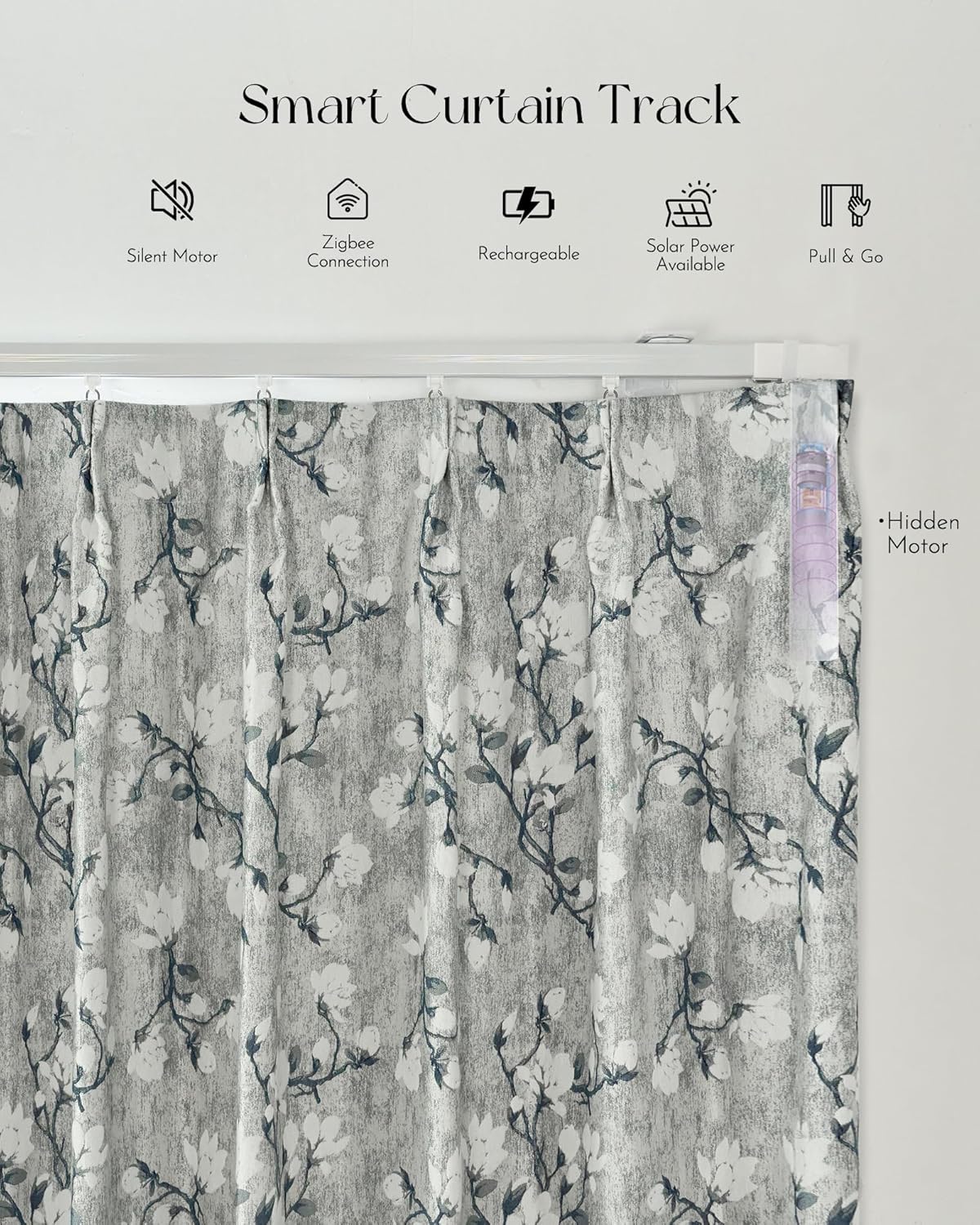 Graywind Rechargeable Smart Curtains Compatible with Alexa App Remote Control Motorized Drape for Sliding Door One-Way or Split Draw, Custom Width Up to 220" (Kapok Series)