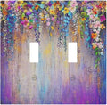 Colorful Country Flower Wildflower Floral Decorative Switch Plates 2 Gang Double Toggle Outlet Light Switch Cover Wall Plate Electrical Faceplate For Bed Room Living Room Decor