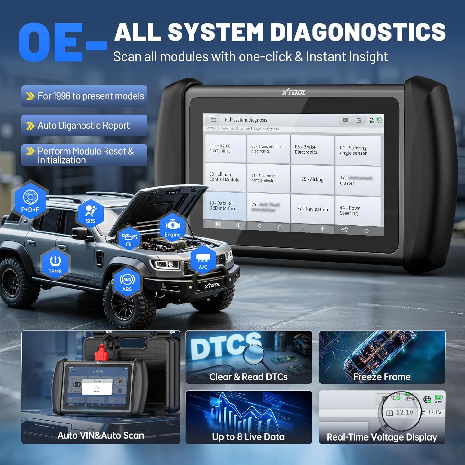 XTOOL IP819 V2.0 Bidirectional Scan Tool, 2025 Upgraded of D7 OBD2 Diagnostic Scanner with Active Test, PMI Function, 39+ Resets, ECU C0ding, FCA AutoAuth, All Systems Scanner for Cars, 3-Year Update