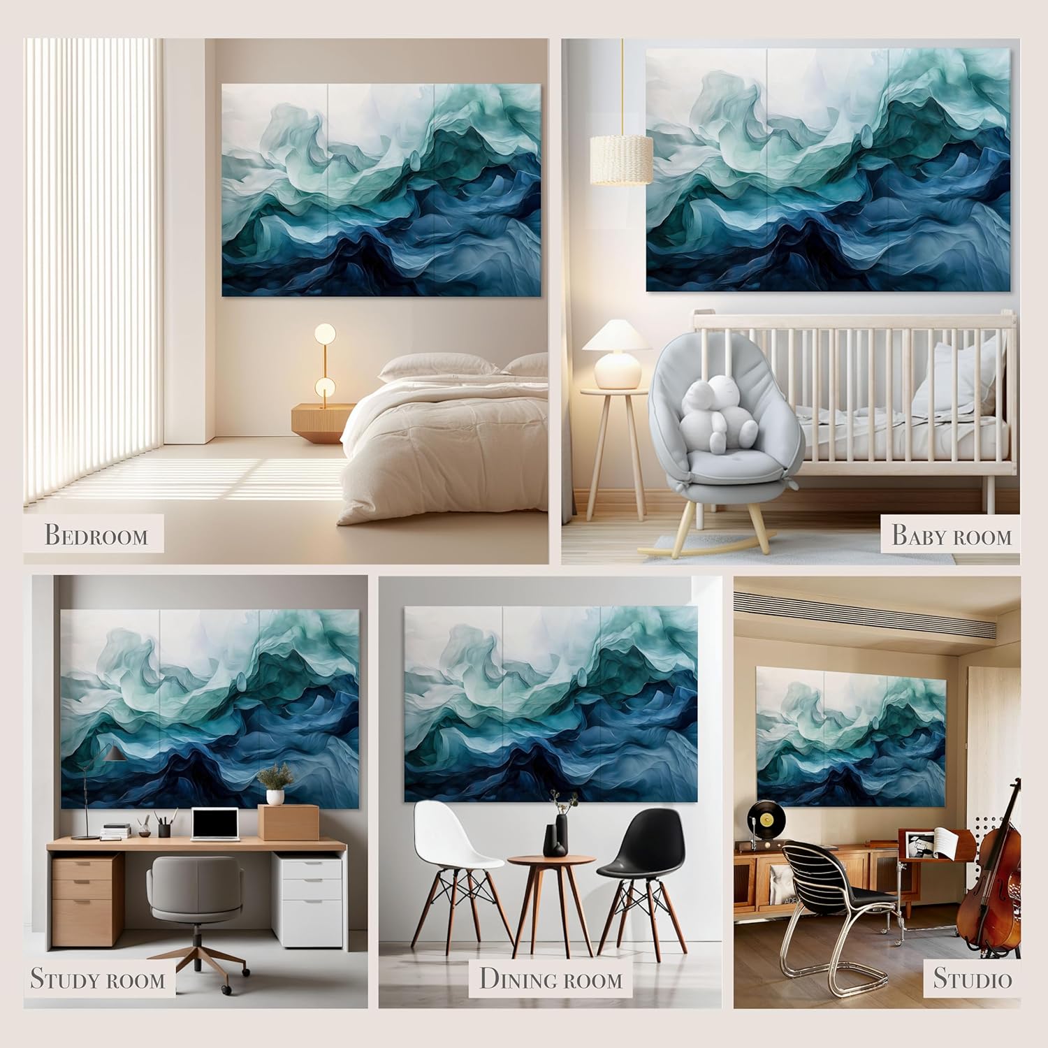 Acoustical Wall Panels, 72 X 48 Inches Art Acoustic Panels, Decorative Acoustic Panels, Acoustic Wall Panels, Sound Absorbing Wall Art, Aqua Dreams