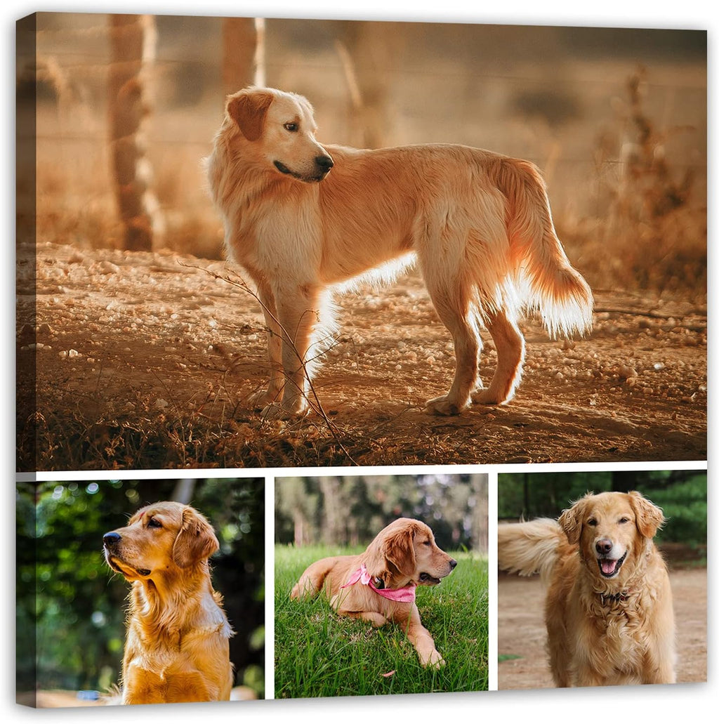 Collage Canvas Prints with Your Photos Personalized Multi Pictures for Wall Custom Family Wedding Baby Pet Dog Photo to Canvas Customized Gifts Home Wall Decor (Collage Photo-9, Framed)